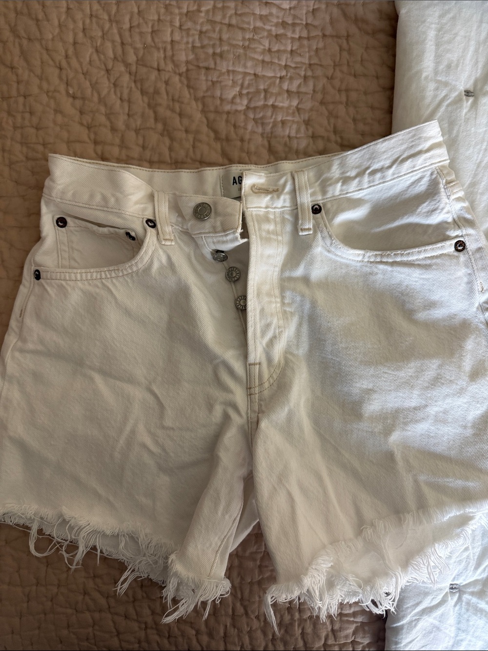 Agolde White Parker Long Shorts